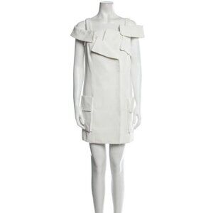 NEW/NWT Monse White Cotton Twill Square Neck Cold Shoulder Dress Size 8